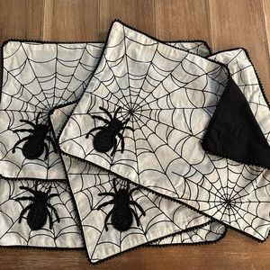 Set of 4 Halloween Spiderweb Placemats.